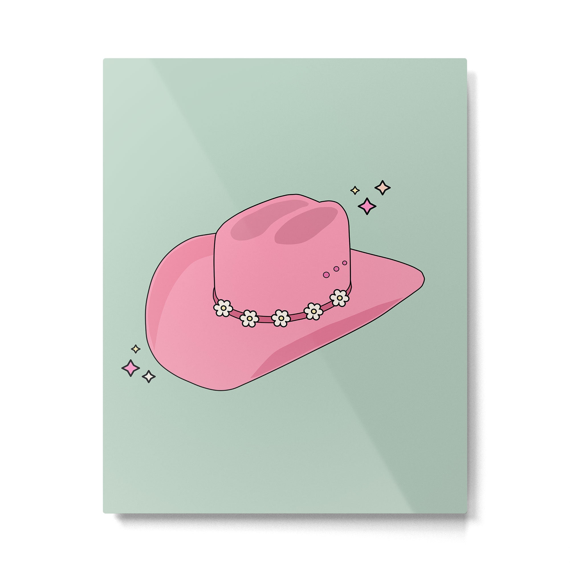 Pink And Green Colorful Cowboy Hat Metal Print Gallery Image 4