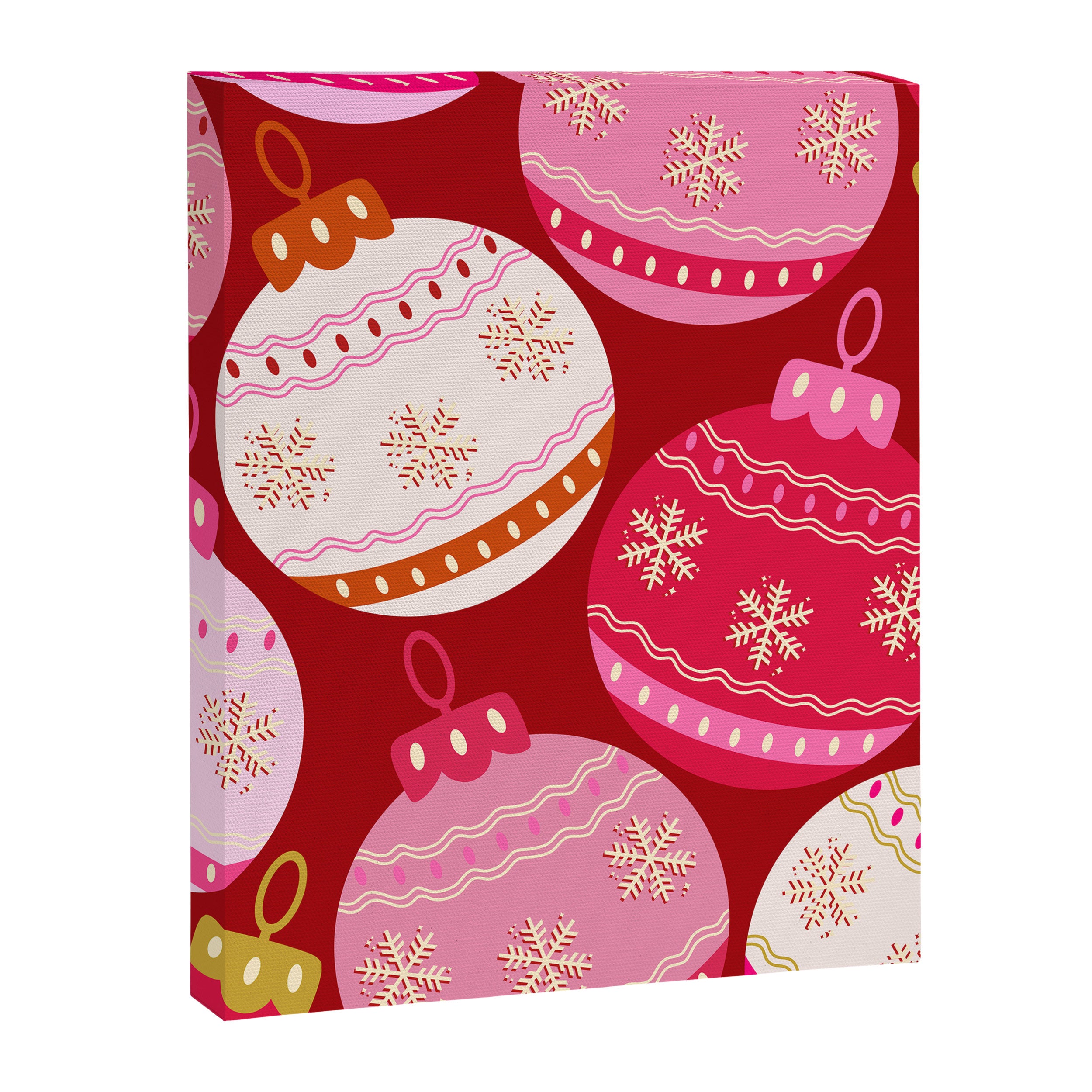 Pink Christmas Decorations Retro Baubles Canvas Print Gallery Image 6