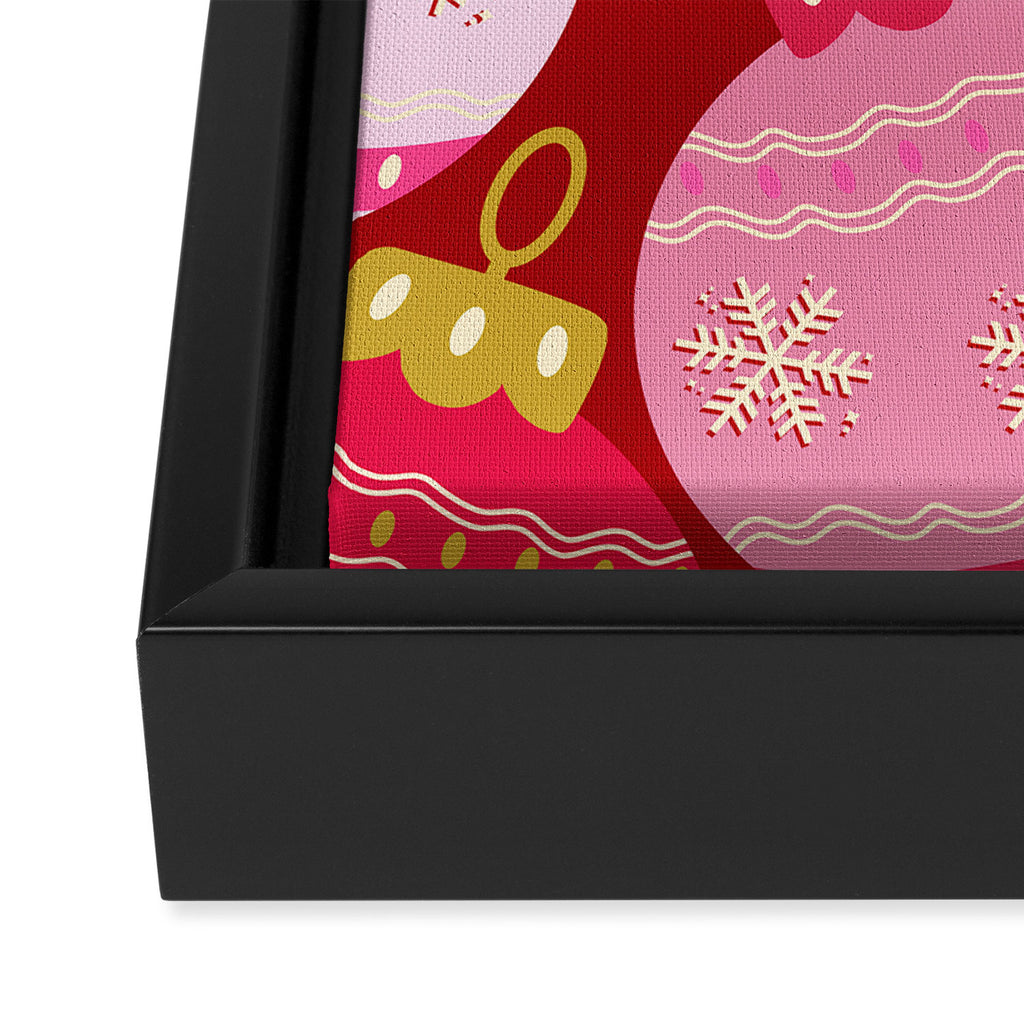Pink Christmas Decorations Retro Baubles Framed Canvas Print Gallery Image 3