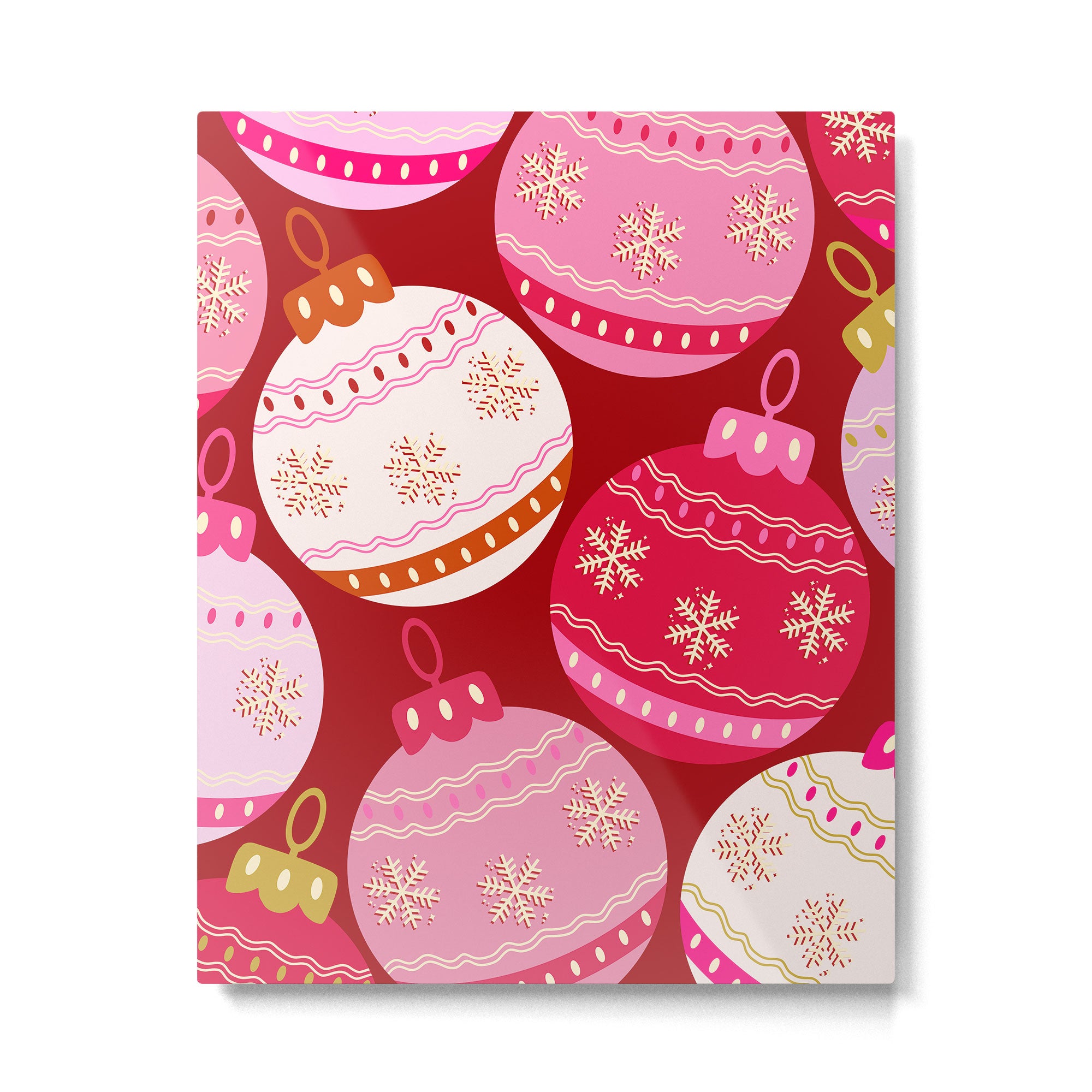 Pink Christmas Decorations Retro Baubles Metal Print Gallery Image 4