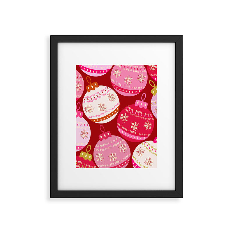 Pink Christmas Decorations Retro Baubles Framed Art Print Gallery Image 5