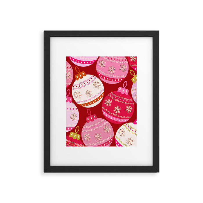 Pink Christmas Decorations Retro Baubles Framed Art Print Gallery Image 1