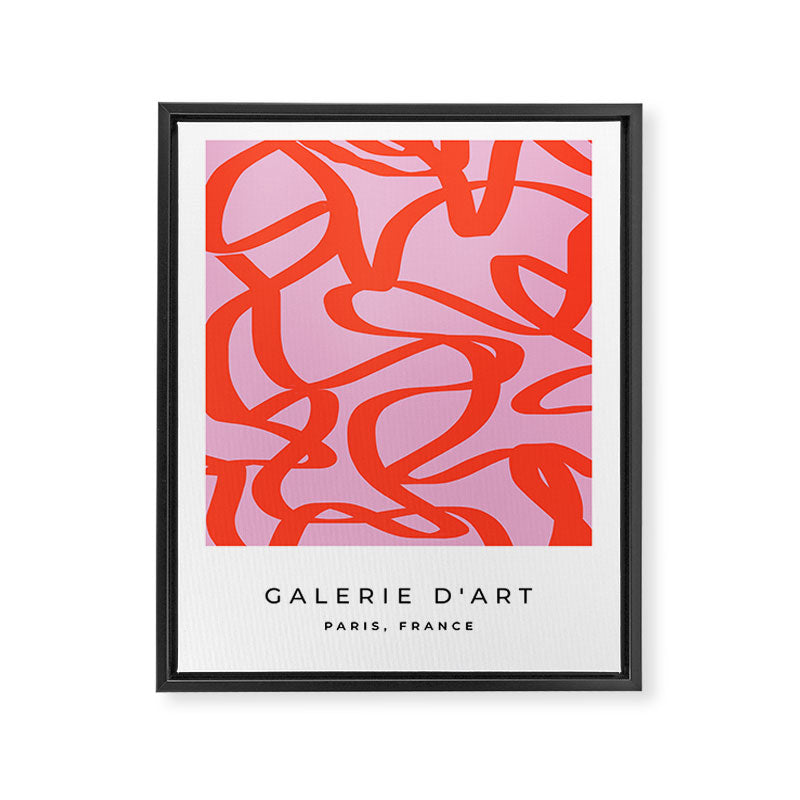 Pink Retro Lines Modern Abstract Brush Shapes Midcentury Line Shapes Vintage Framed Canvas Print Gallery Image 6