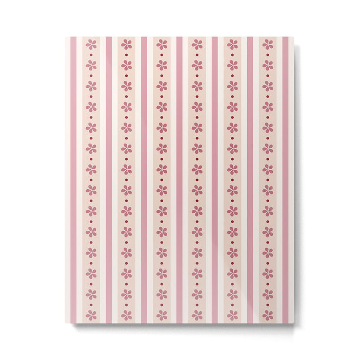 Pink Stripes And Flowers Metal Print Gallery Image 1