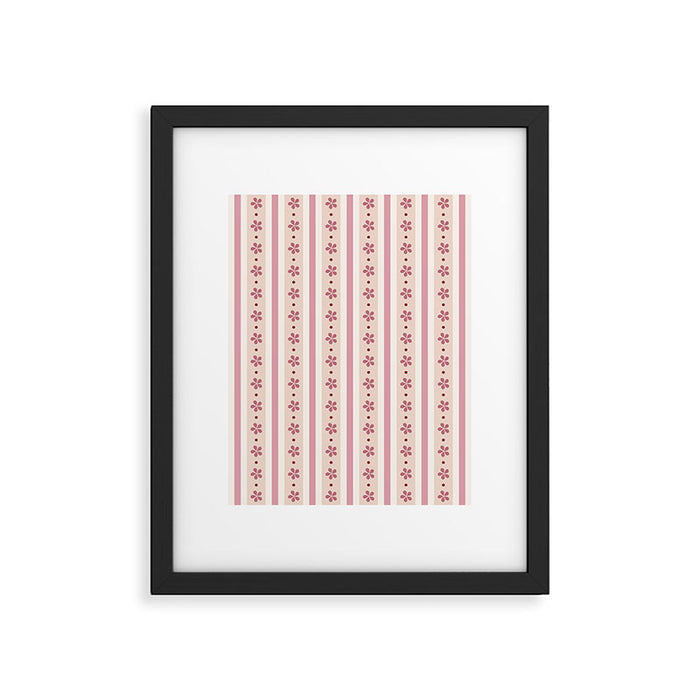 Pink Stripes And Flowers Framed Art Print Gallery Image 1