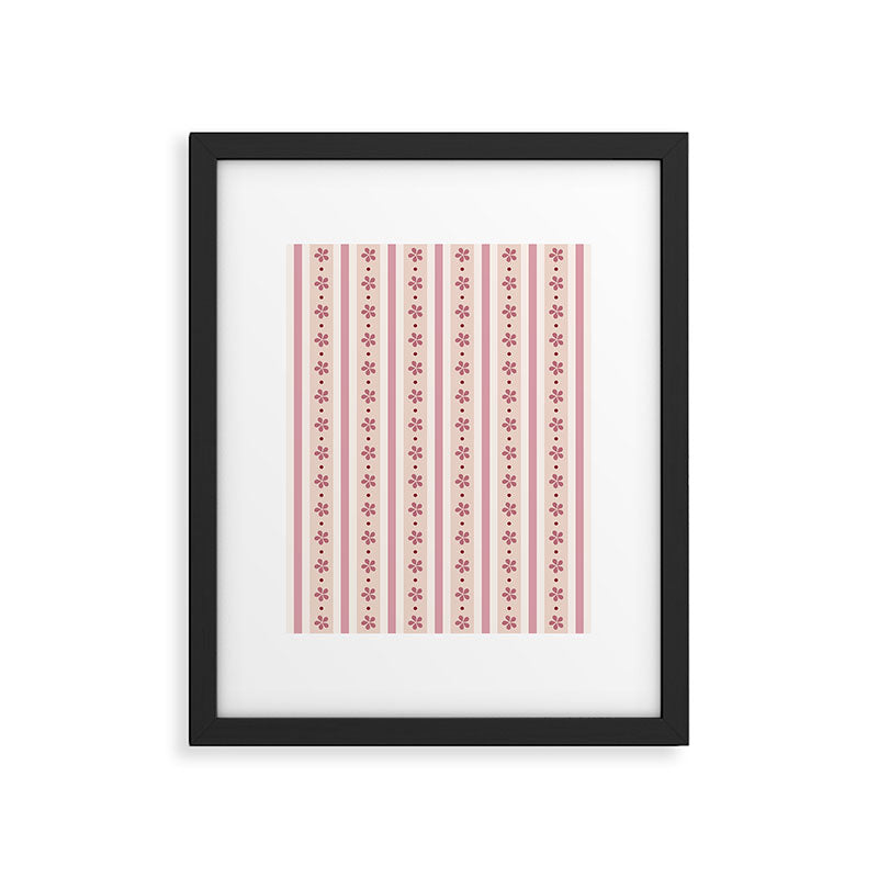 Pink Stripes And Flowers Framed Art Print Gallery Image 5