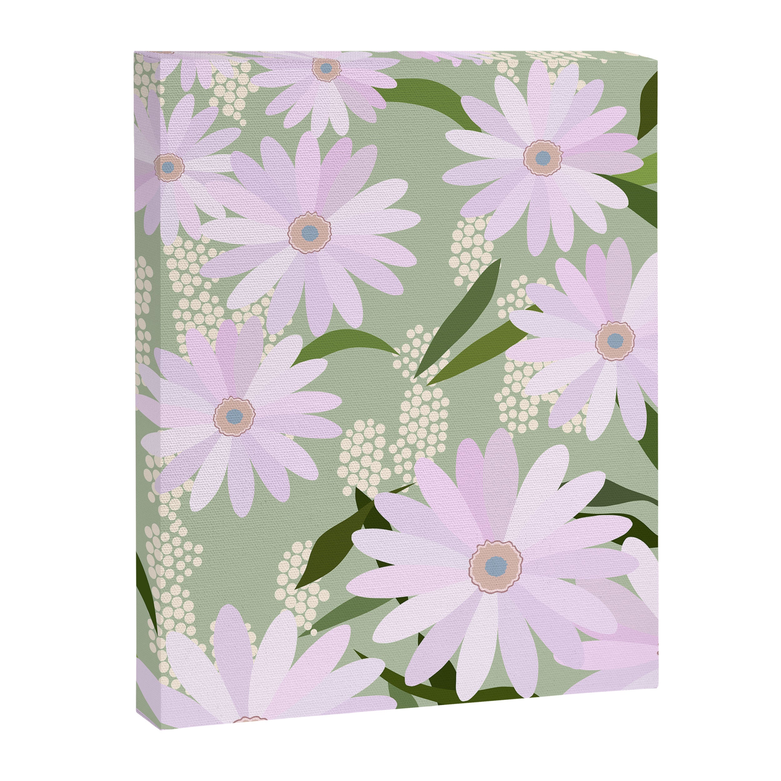 Playful Daisies | 01 - Lilac And Pastel Green Canvas Print Gallery Image 6