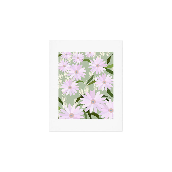 Playful Daisies | 01 - Lilac And Pastel Green Art Print Gallery Image 1
