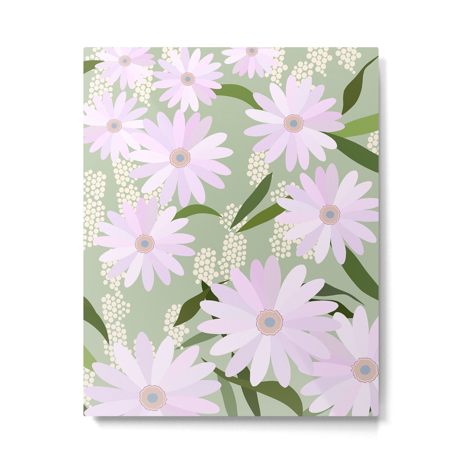 Playful Daisies | 01 - Lilac And Pastel Green Metal Print Gallery Image 4