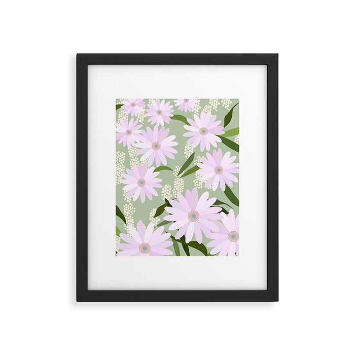 Playful Daisies | 01 - Lilac And Pastel Green Framed Art Print Gallery Image 1