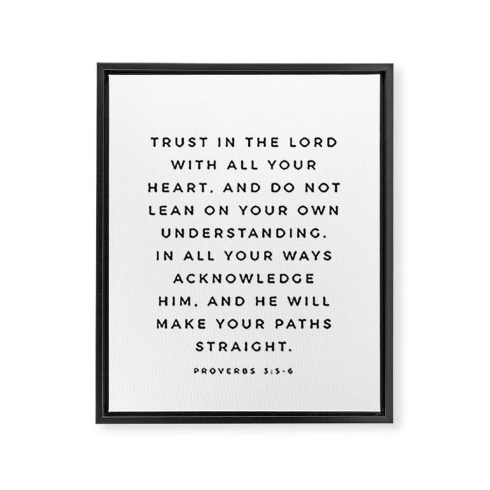 Proverbs 3:5-6 Bible Verse Trust In The Lord With All Your Heart Scripture Christian Wall Decor Framed Canvas Print Gallery Image 1