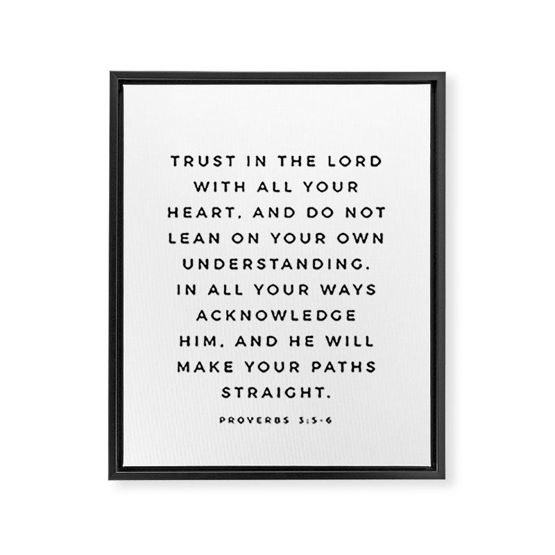 Proverbs 3:5-6 Bible Verse Trust In The Lord With All Your Heart Scripture Christian Wall Decor Framed Canvas Print Gallery Image 6