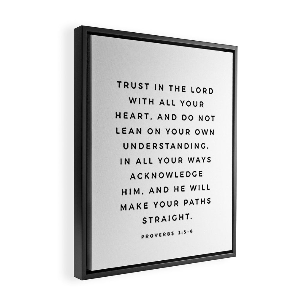 Proverbs 3:5-6 Bible Verse Trust In The Lord With All Your Heart Scripture Christian Wall Decor Framed Canvas Print Gallery Image 2