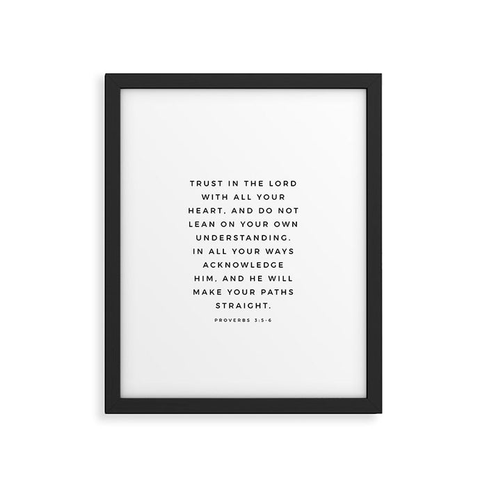 Proverbs 3:5-6 Bible Verse Trust In The Lord With All Your Heart Scripture Christian Wall Decor Framed Art Print Gallery Image 1
