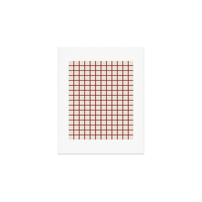 Red On Cream Grid Art Print Gallery Image 1