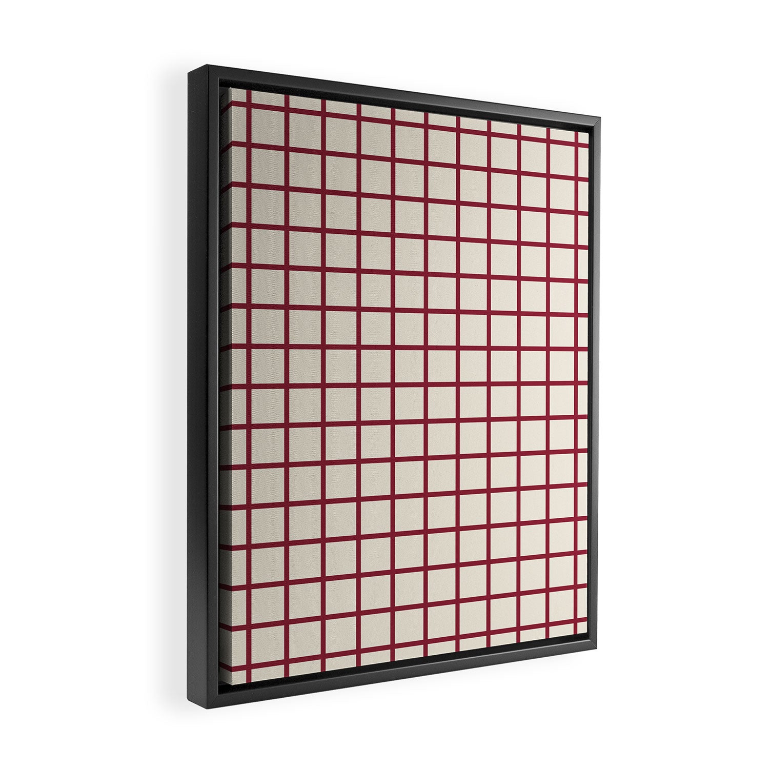 Red On Cream Grid Framed Canvas Print Gallery Image 2