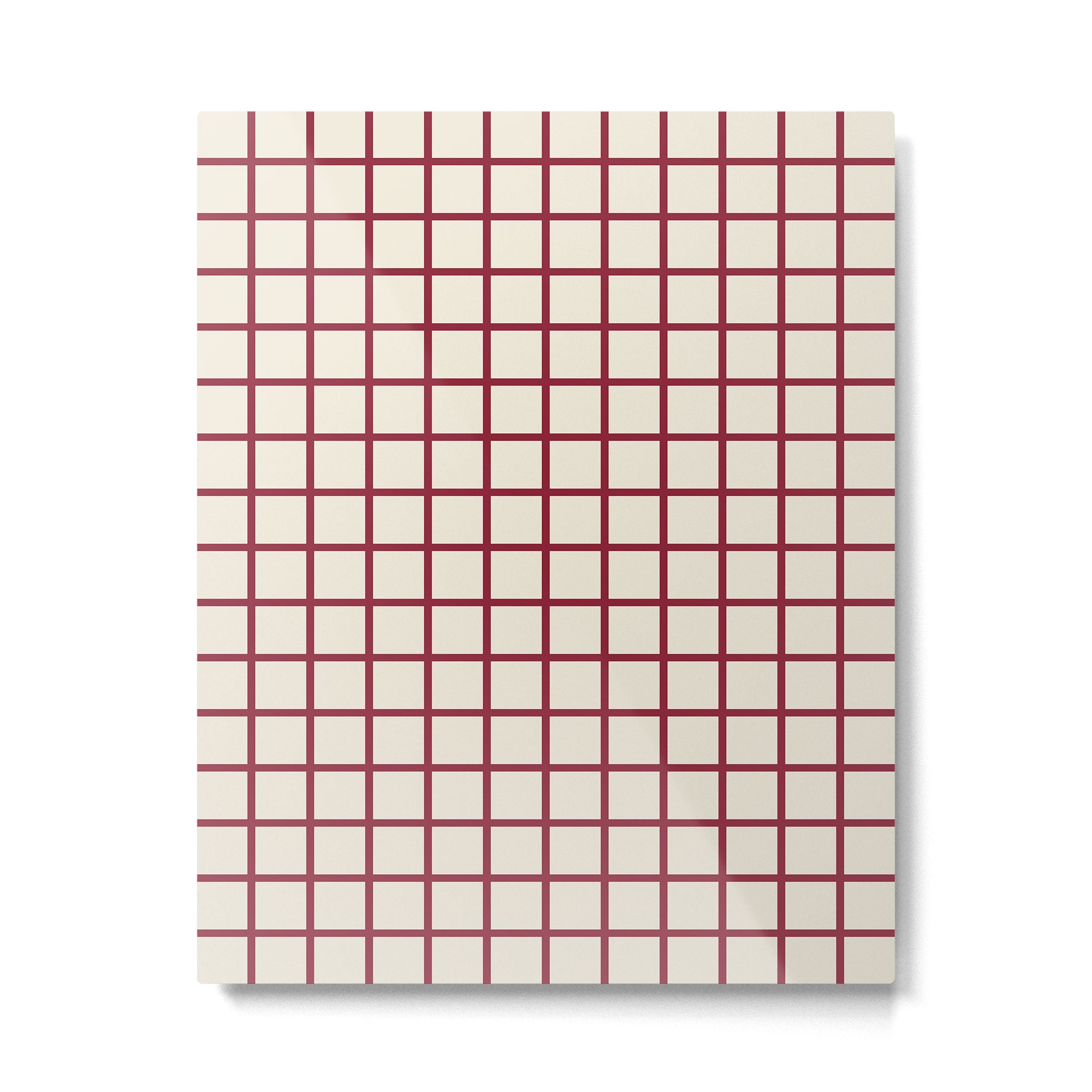 Red On Cream Grid Metal Print Gallery Image 4