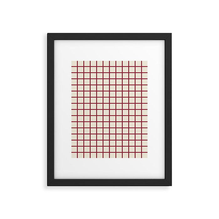 Red On Cream Grid Framed Art Print Gallery Image 1