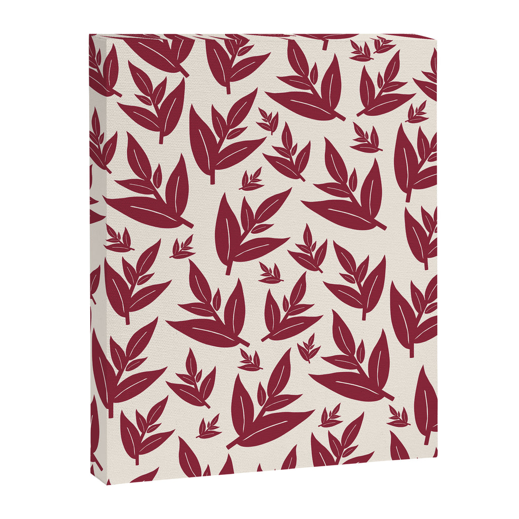 Red On Cream Leaves Canvas Print Gallery Image 6