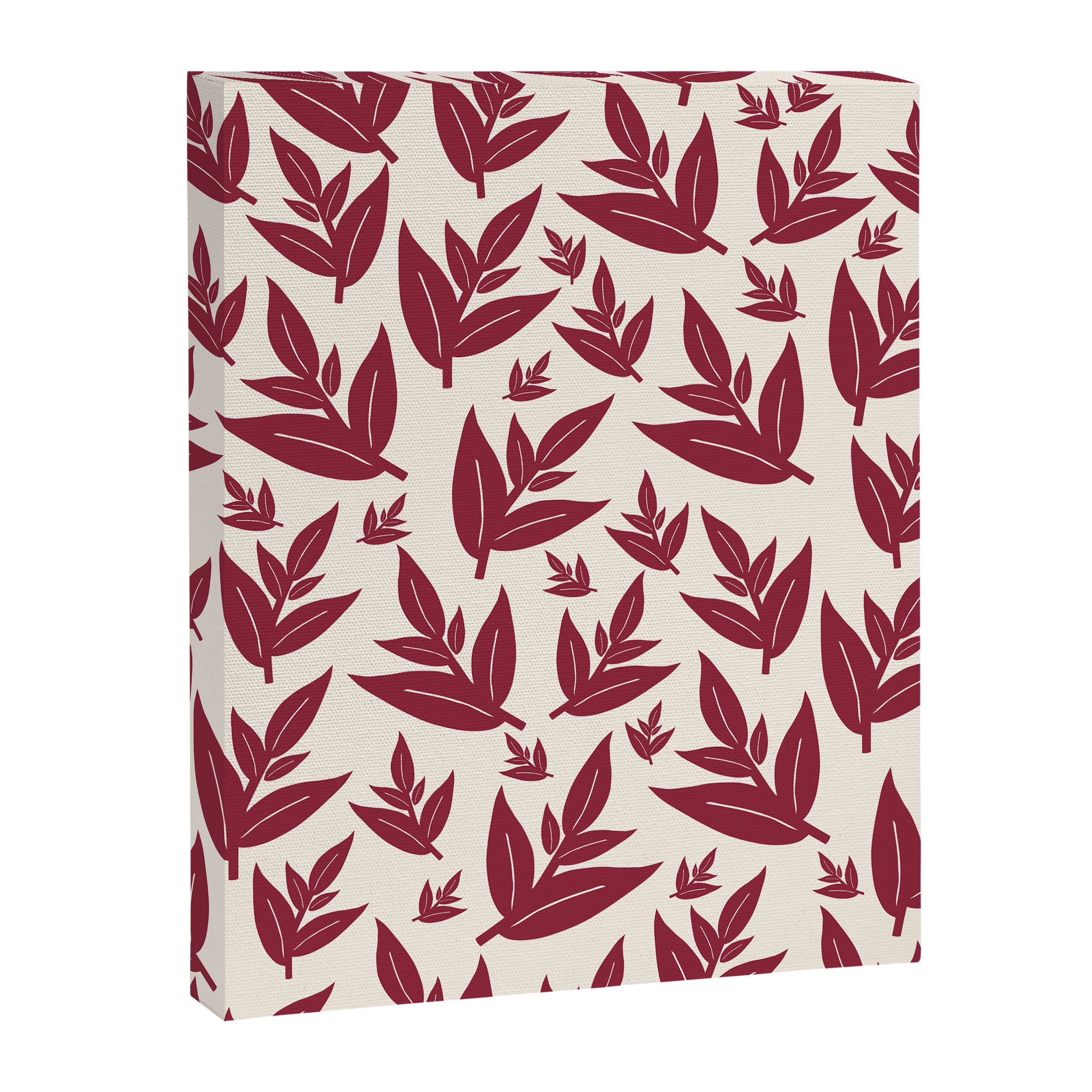 Red On Cream Leaves Canvas Print Gallery Image 6