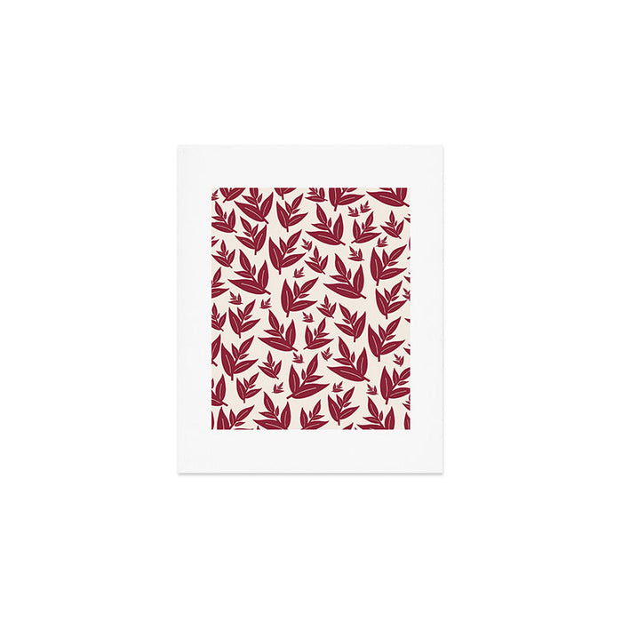 Red On Cream Leaves Art Print Gallery Image 1