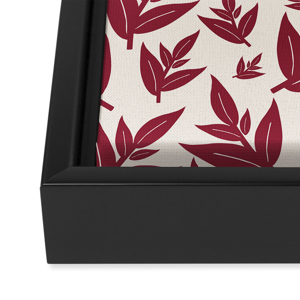 Red On Cream Leaves Framed Canvas Print Gallery Image 3