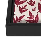 Red On Cream Leaves Framed Canvas Print Gallery Image 3