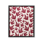 Red On Cream Leaves Framed Canvas Print Gallery Image 6
