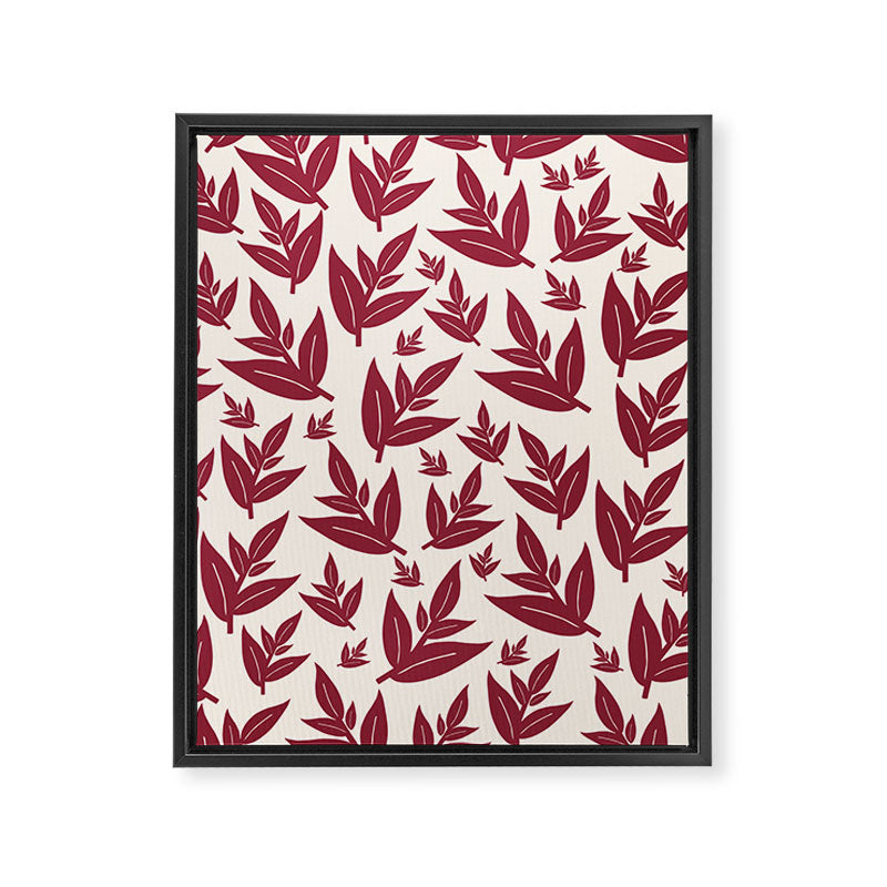Red On Cream Leaves Framed Canvas Print Gallery Image 6