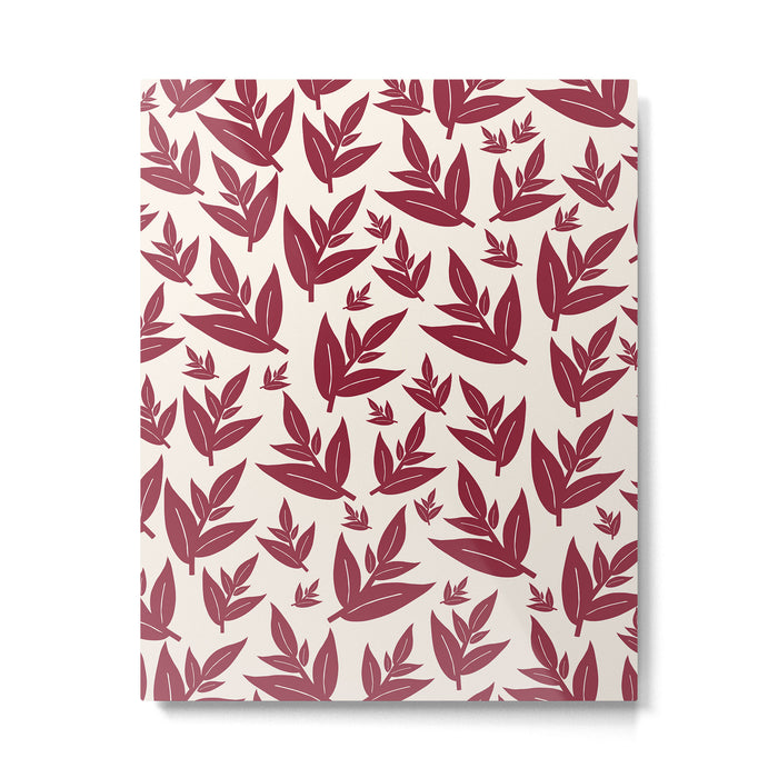 Red On Cream Leaves Metal Print Gallery Image 1