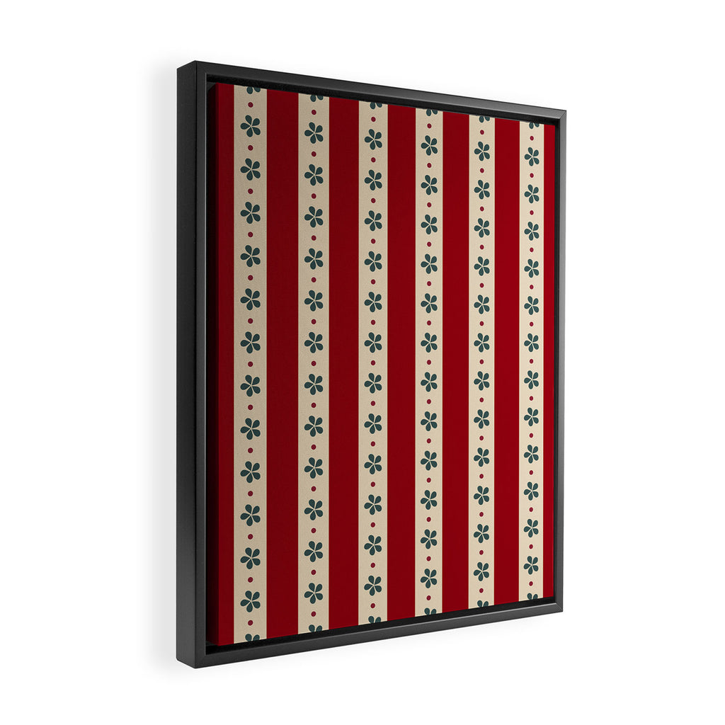 Red Stripes And Flowers Framed Canvas Print Gallery Image 2
