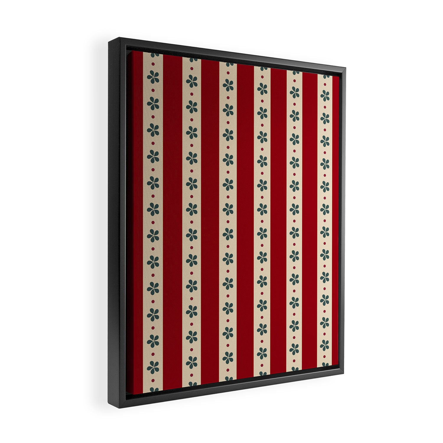 Red Stripes And Flowers Framed Canvas Print Gallery Image 2