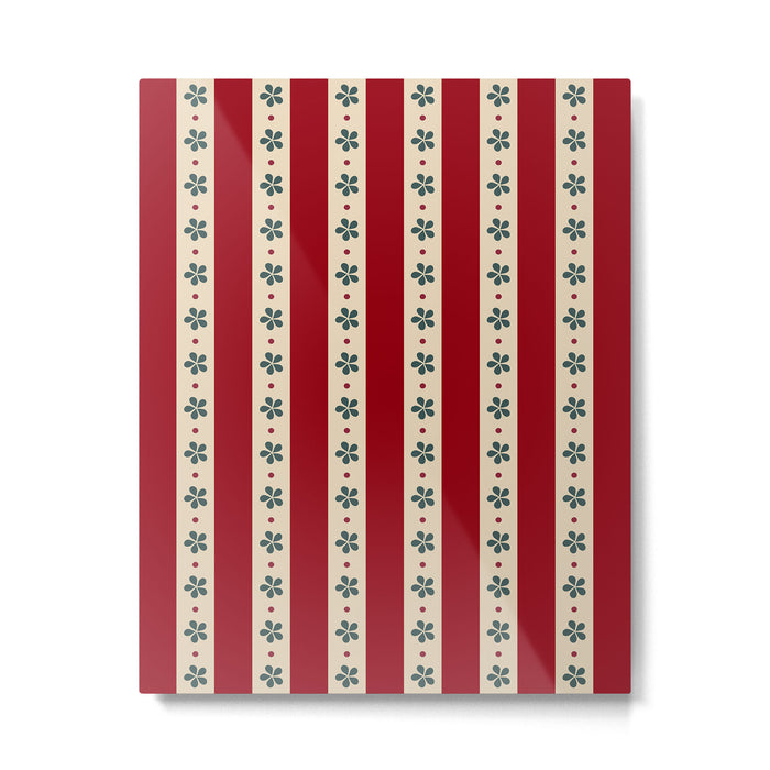 Red Stripes And Flowers Metal Print Gallery Image 1