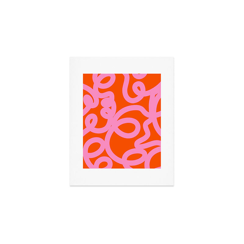 Retro Abstract Lines Orange And Pink Aesthetic Art Print Gallery Image 1