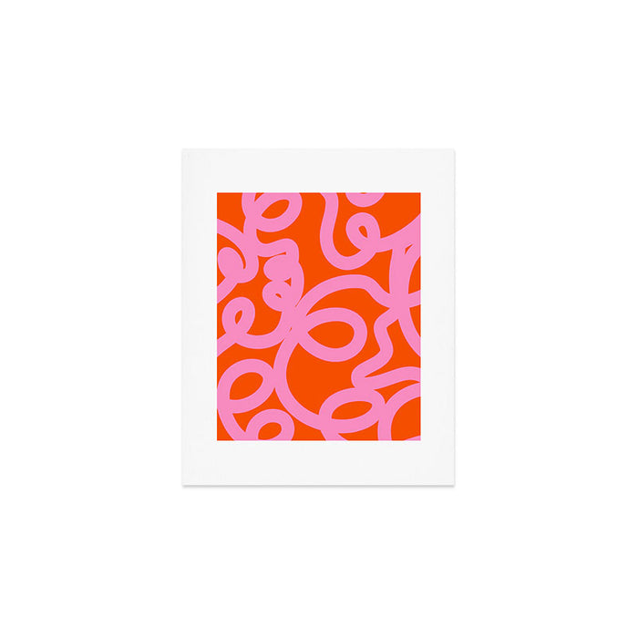 Retro Abstract Lines Orange And Pink Aesthetic Art Print Gallery Image 1