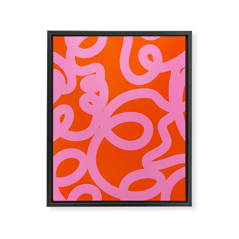 Retro Abstract Lines Orange And Pink Aesthetic Framed Canvas Print Gallery Image 6