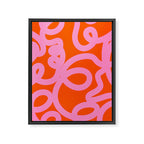 Retro Abstract Lines Orange And Pink Aesthetic Framed Canvas Print Gallery Image 6