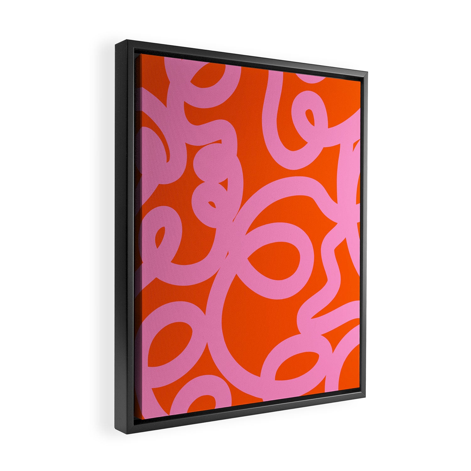 Retro Abstract Lines Orange And Pink Aesthetic Framed Canvas Print Gallery Image 2