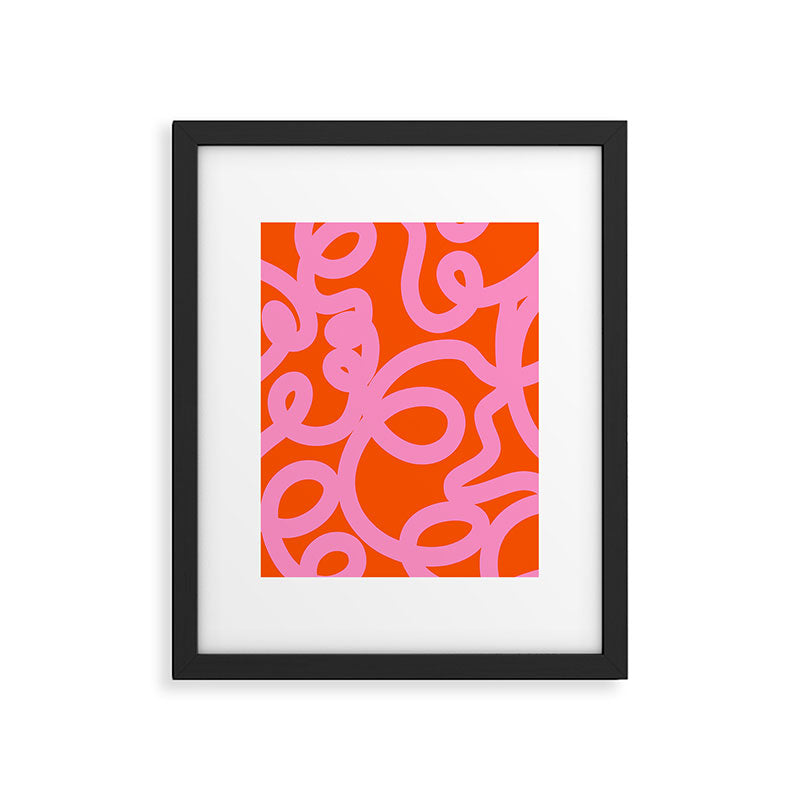 Retro Abstract Lines Orange And Pink Aesthetic Framed Art Print Gallery Image 5