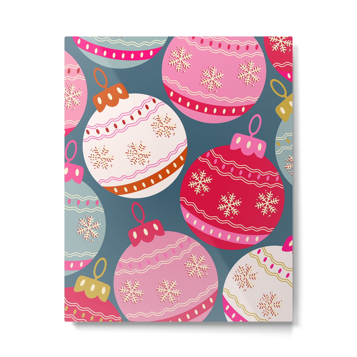 Retro Christmas Baubles Colorful Decorations Metal Print Gallery Image 4