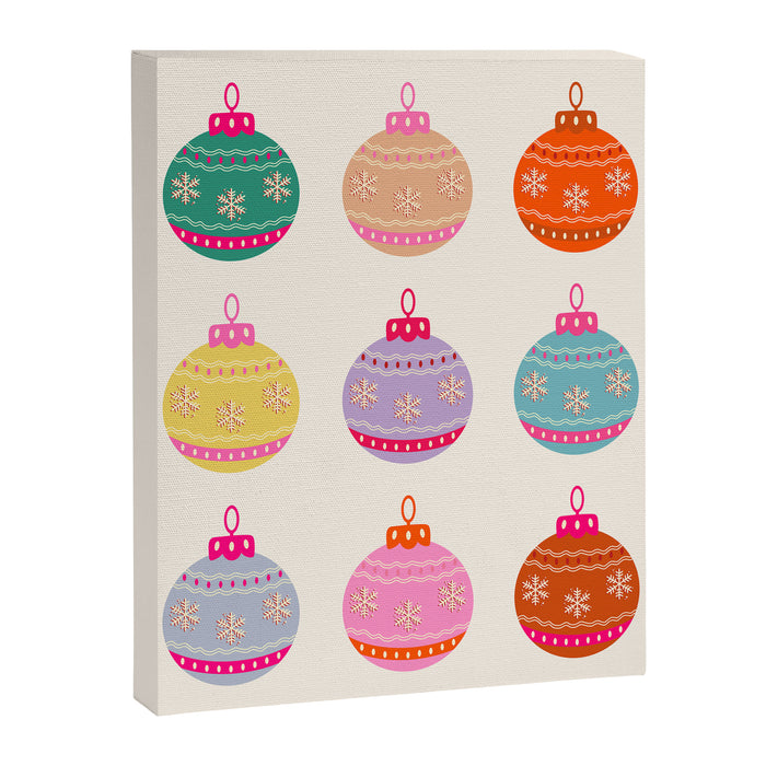 Retro Colorful Christmas Baubles Canvas Print Gallery Image 1