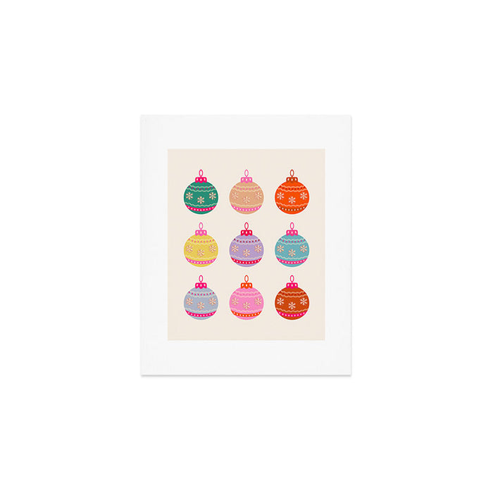 Retro Colorful Christmas Baubles Art Print Gallery Image 1