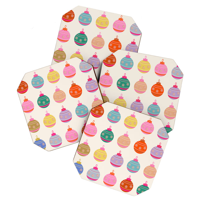 Retro Colorful Christmas Baubles Coaster Gallery Image 1