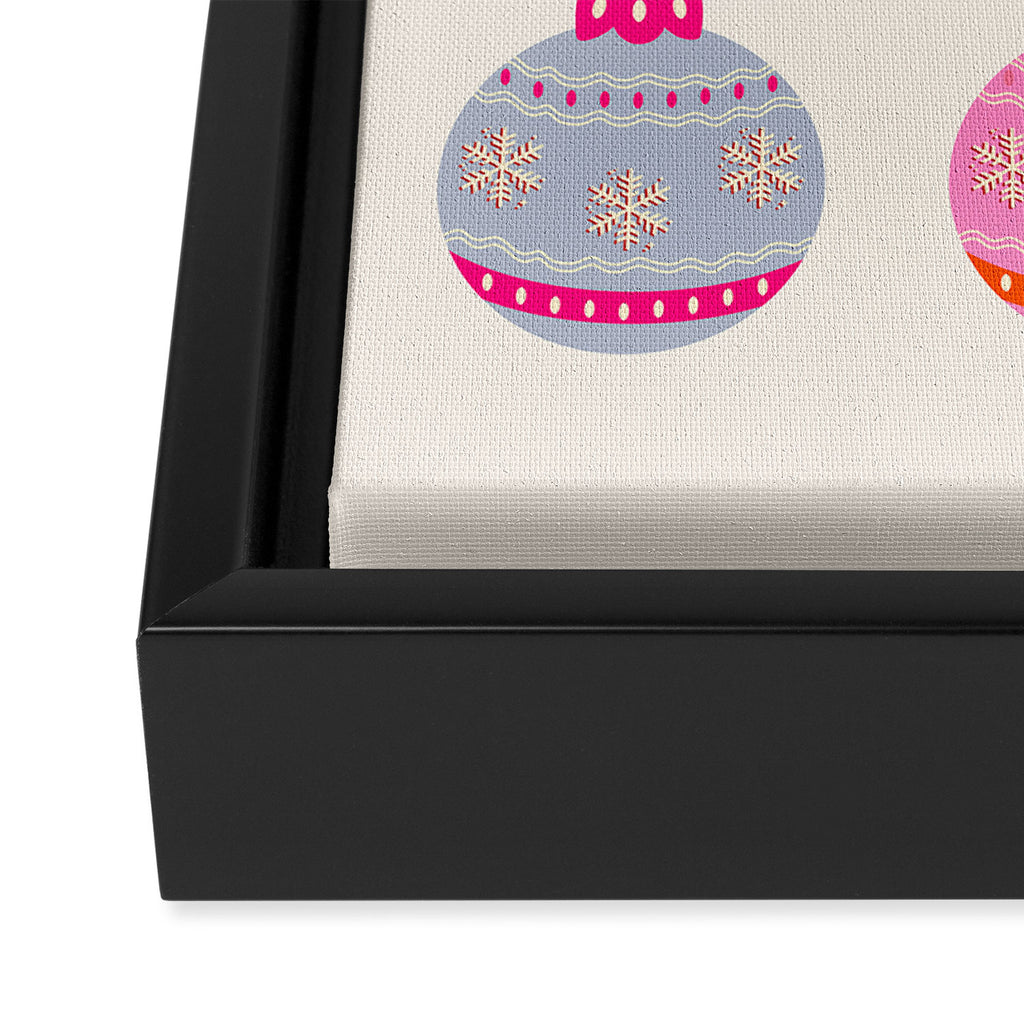 Retro Colorful Christmas Baubles Framed Canvas Print Gallery Image 3
