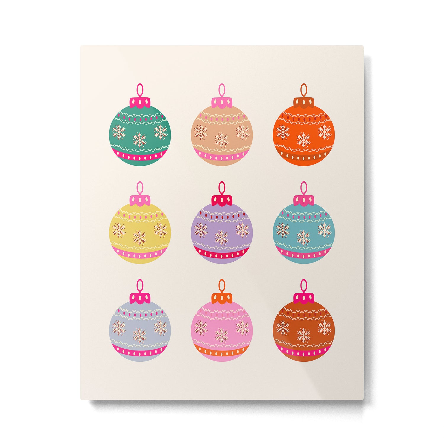 Retro Colorful Christmas Baubles Metal Print Gallery Image 4