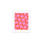 Retro Floral Orange And Pink Print Preppy Decor Abstract Flowers Art Print Gallery Image 1