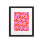Retro Floral Orange And Pink Print Preppy Decor Abstract Flowers Framed Art Print Gallery Image 5