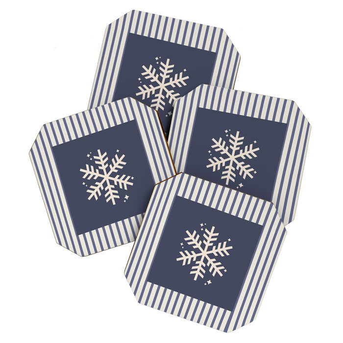 Snowflake Blue Striped Coaster Gallery Image 1