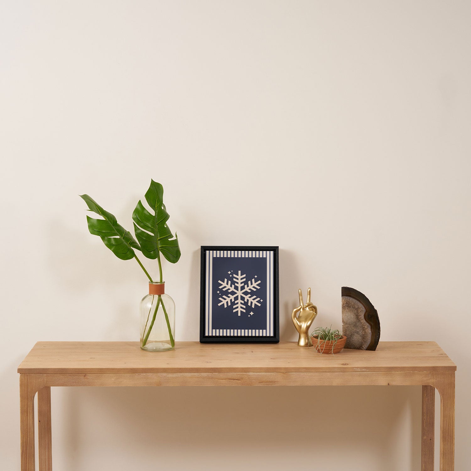 Snowflake Blue Striped Framed Canvas Print Gallery Image 4