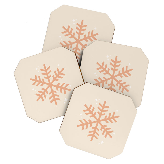 Snowflake Boho Christmas Decor Modern Earth Tones Coaster Gallery Image 1